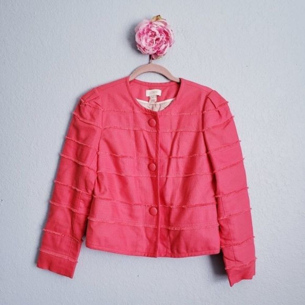 J. Crew‎ Coral Pink Fringe Lined Lady Jacket Blazer
